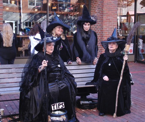 women dressed as Halloween witches in Salem Massachusetts